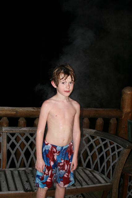 It Was About 25 Degrees Outside, When The Kids Got Out Of The Hot Tub It Was So Funny To Watch All Of The Steam Come Off Of Them