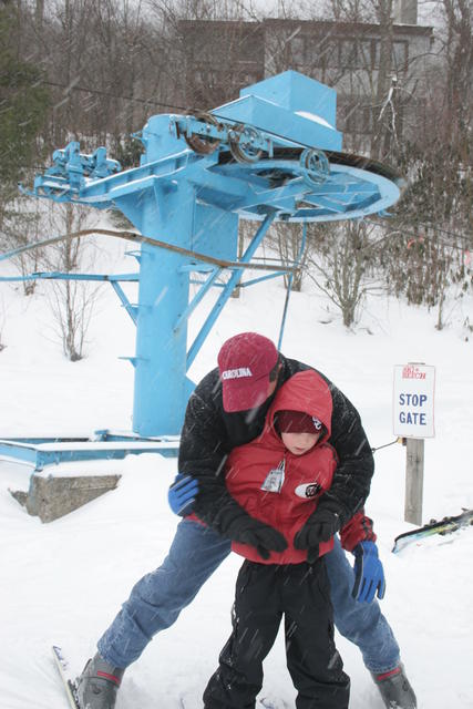 Britton & Dad Practicing Just Before Going On The Lift.
