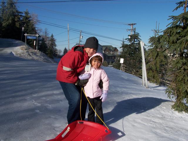 Austin & Zoee' Getting Ready For Zoee's First Sled Run At Beech Mountain.