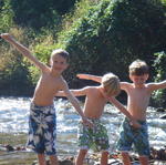 Jake, Blake and Grayson In The Creek. Burrrr...Cold.