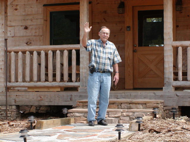 My Dad In Front Of Cabin