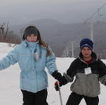 Kristen and Josh-a-wa-wa at top of Ski Beech February 2003