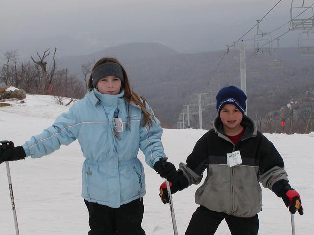 Kristen and Josh-a-wa-wa at top of Ski Beech February 2003