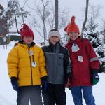 Josh, Dustin & Austin Getting Ready To Sled Down The Road Beside The Cabin