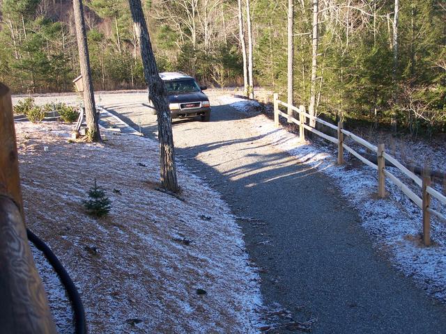 Driveway At Cabin With Snow