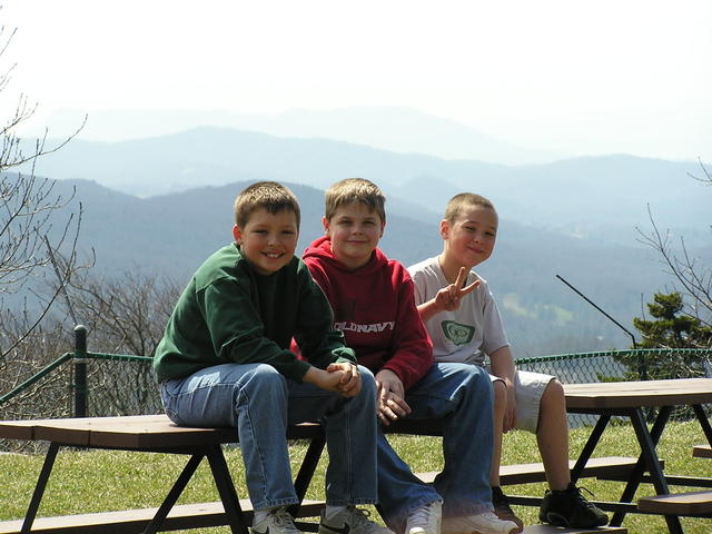Austin, Devin and Dustin at Picnic Area on Grandfather Mountain